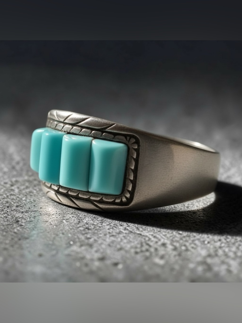 Vintage CJC Sterling Silver Turquoise Corn Row Ring Size 9 Stamped 925